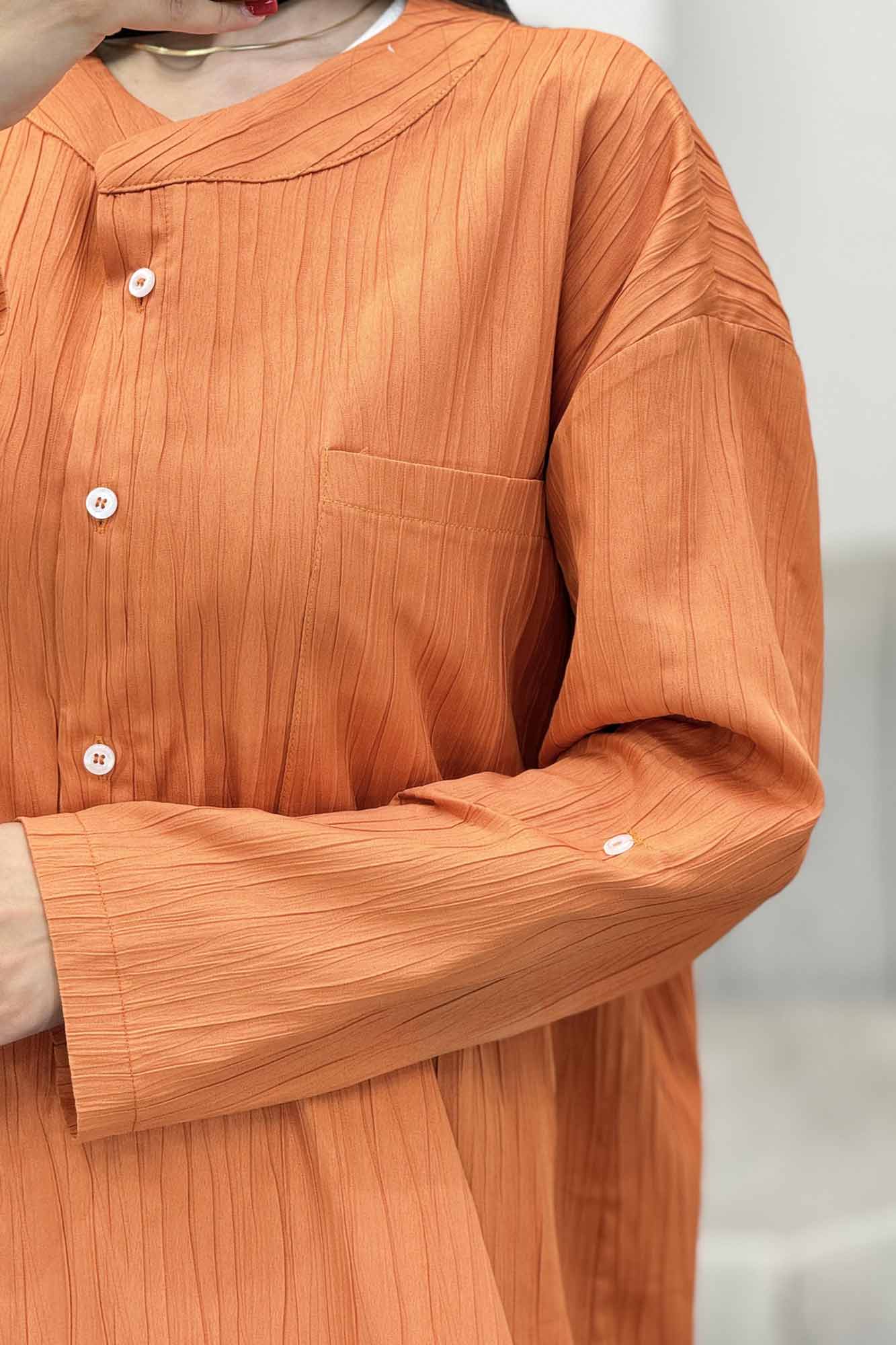 پیراهن کریشه بلند سه دکمه لیوسا