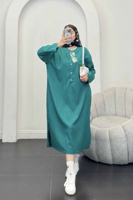 پیراهن کریشه بلند سه دکمه لیوسا