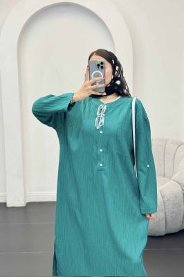 پیراهن کریشه بلند سه دکمه لیوسا