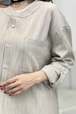 پیراهن کریشه بلند سه دکمه لیوسا