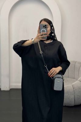 پیراهن کریشه بلند سه دکمه لیوسا