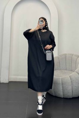 پیراهن کریشه بلند سه دکمه لیوسا