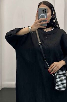 پیراهن کریشه بلند سه دکمه لیوسا