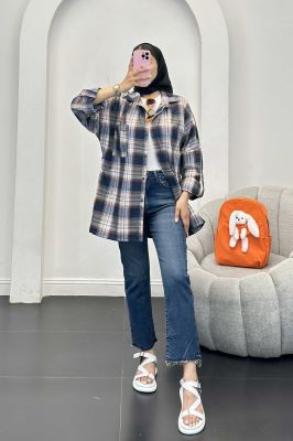 شومیز چهارخانه پشت دکمه دار