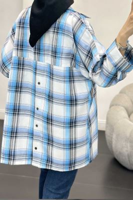 شومیز چهارخانه پشت دکمه دار