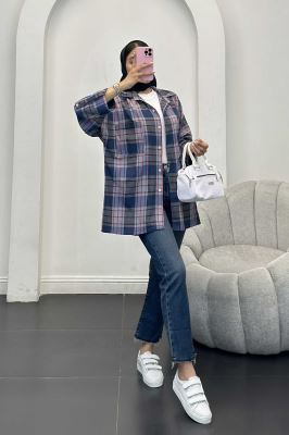 شومیز چهارخانه پشت دکمه دار