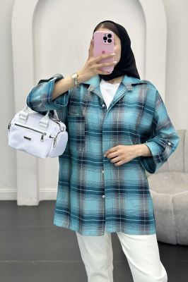 شومیز چهارخانه پشت دکمه دار