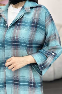 شومیز چهارخانه پشت دکمه دار