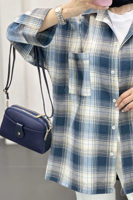 شومیز چهارخانه پشت دکمه دار