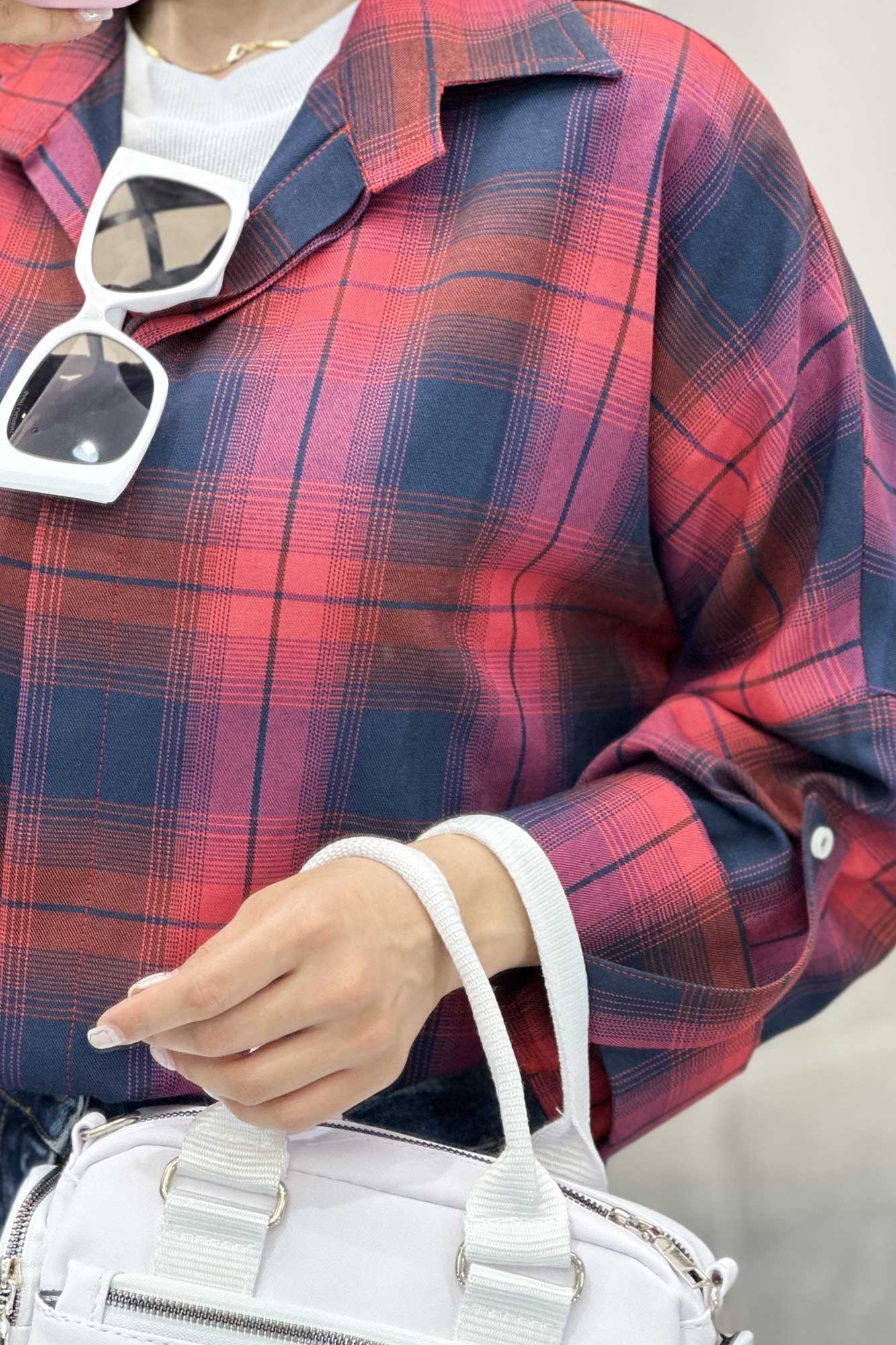 شومیز چهارخانه پشت دکمه دار