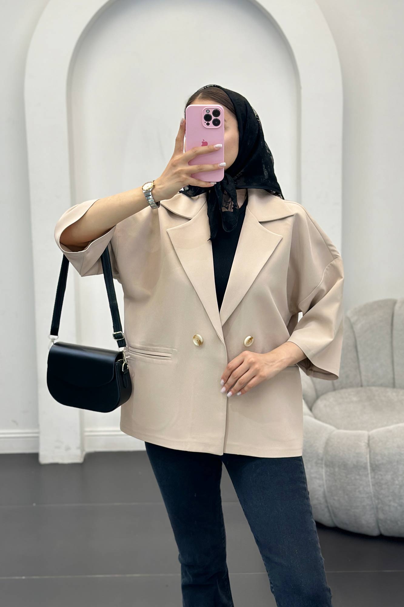 کت کوتاه مازراتی لمه دار نفس