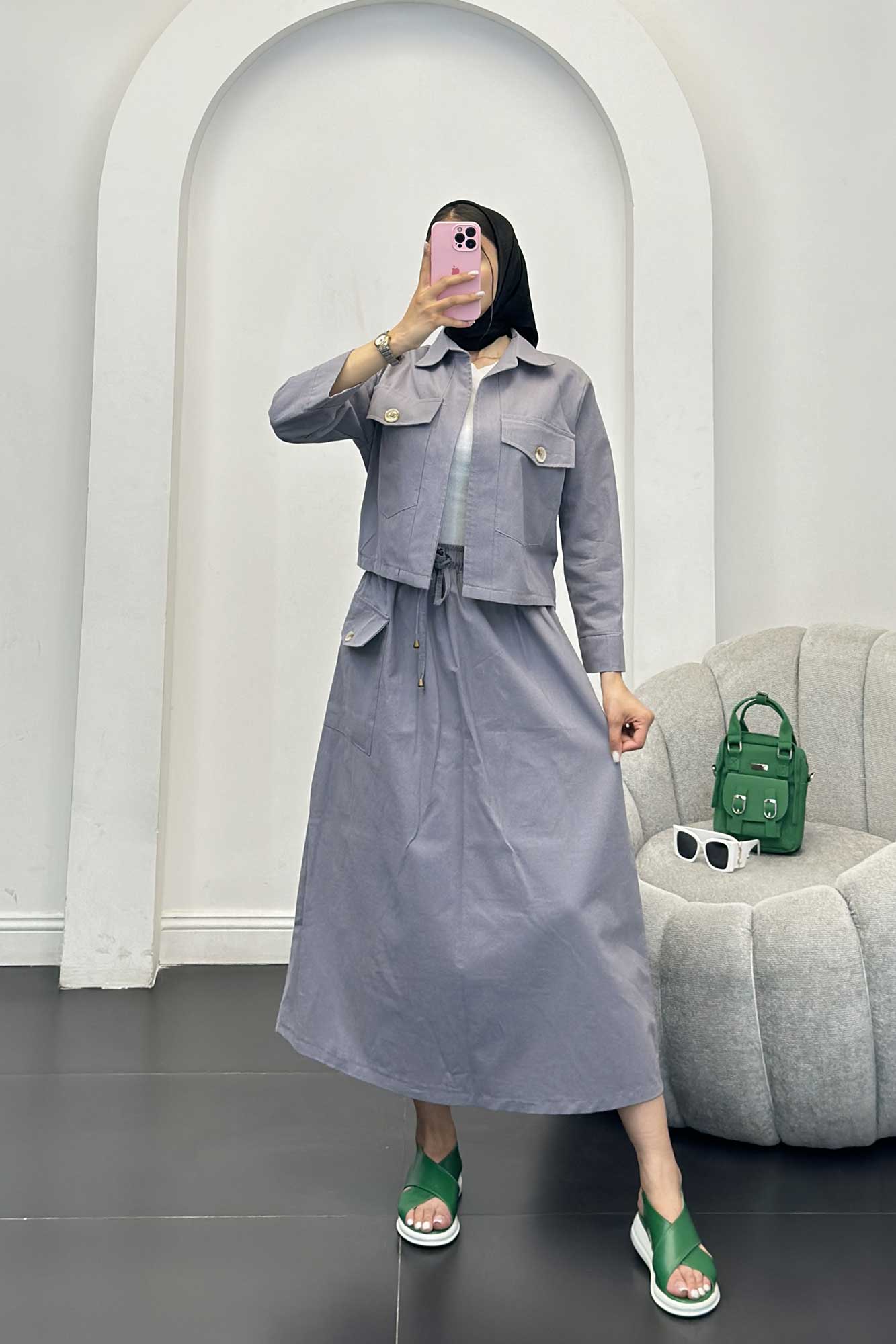 ست کت و دامن لینن آداک