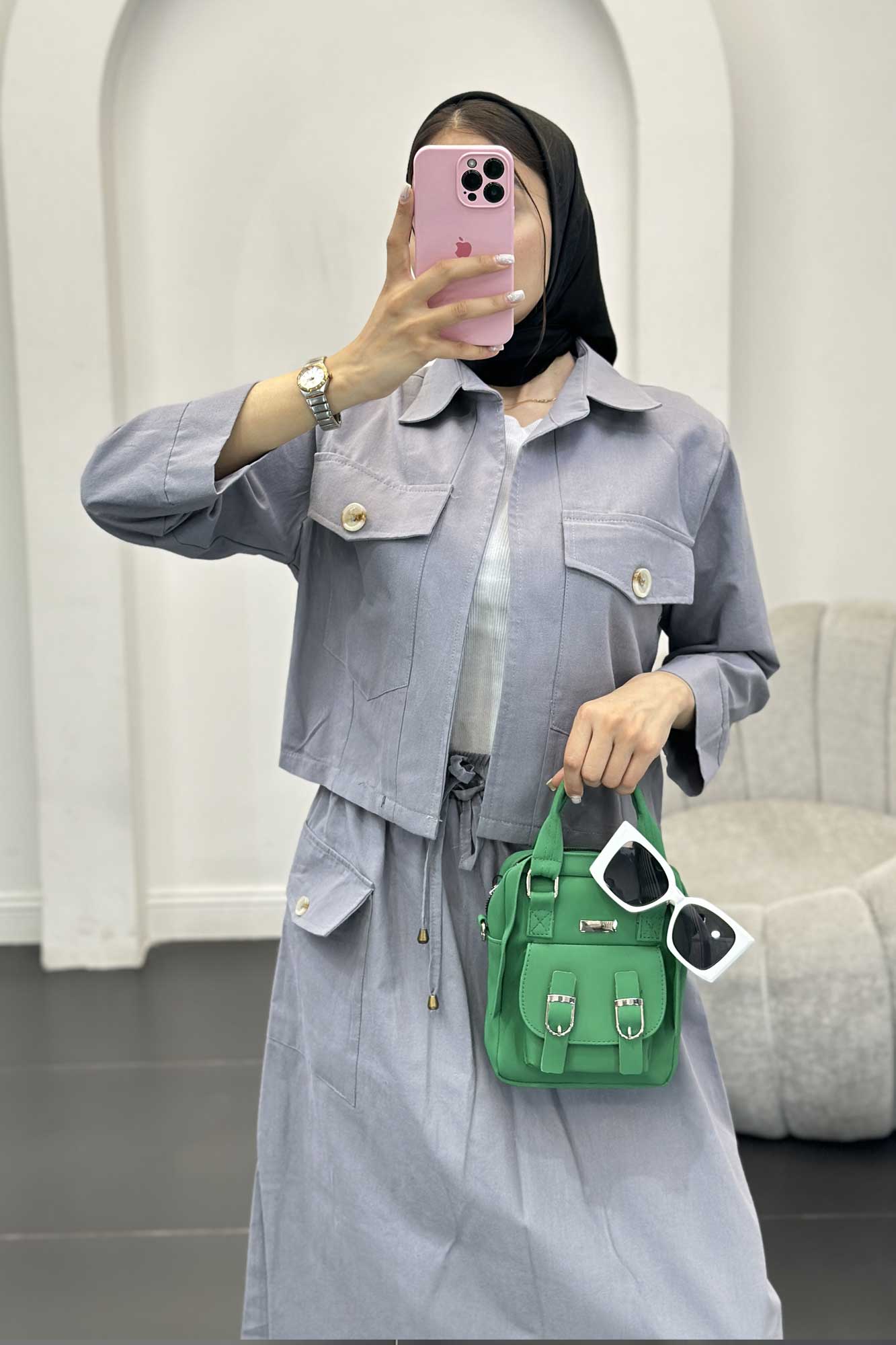 ست کت و دامن لینن آداک