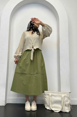 دامن لینن خط دار رامان