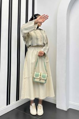 دامن لینن خط دار رامان