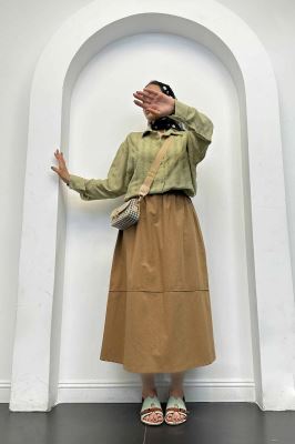 دامن لینن خط دار رامان