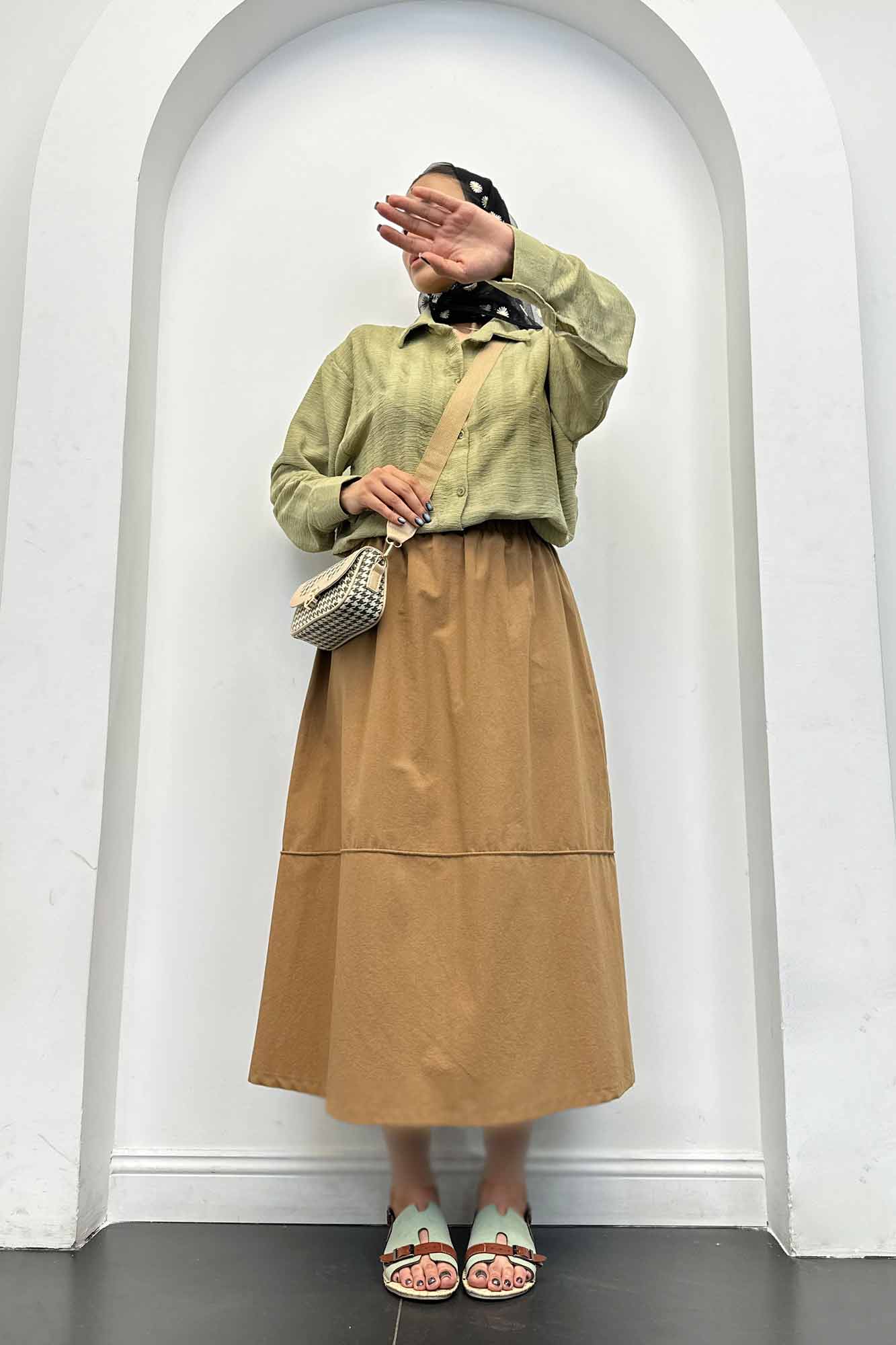 دامن لینن خط دار رامان