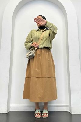 دامن لینن خط دار رامان