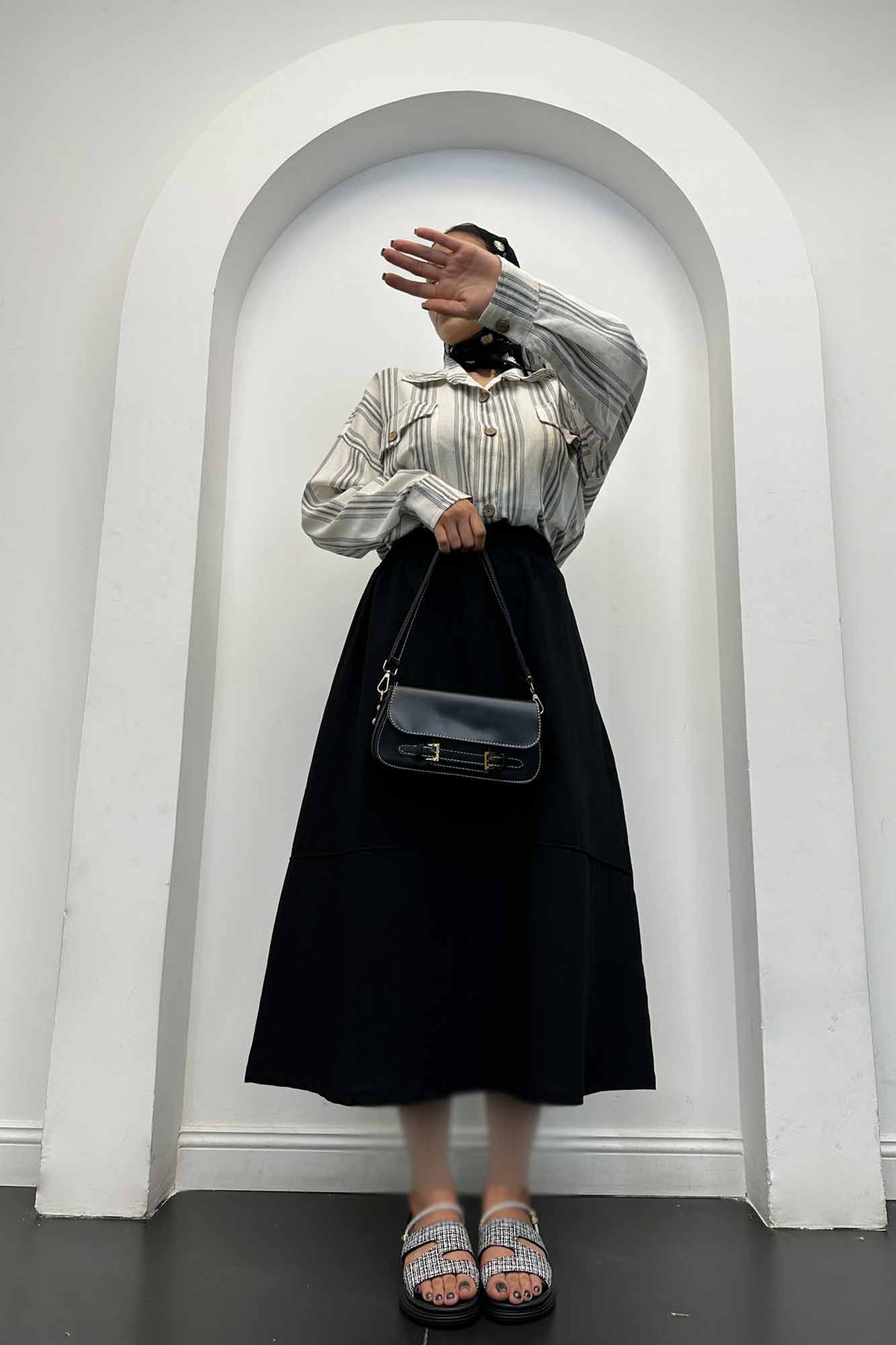 دامن لینن خط دار رامان