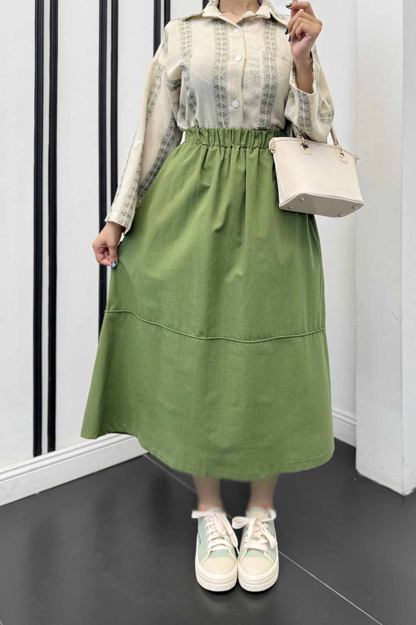 دامن لینن خط دار رامان