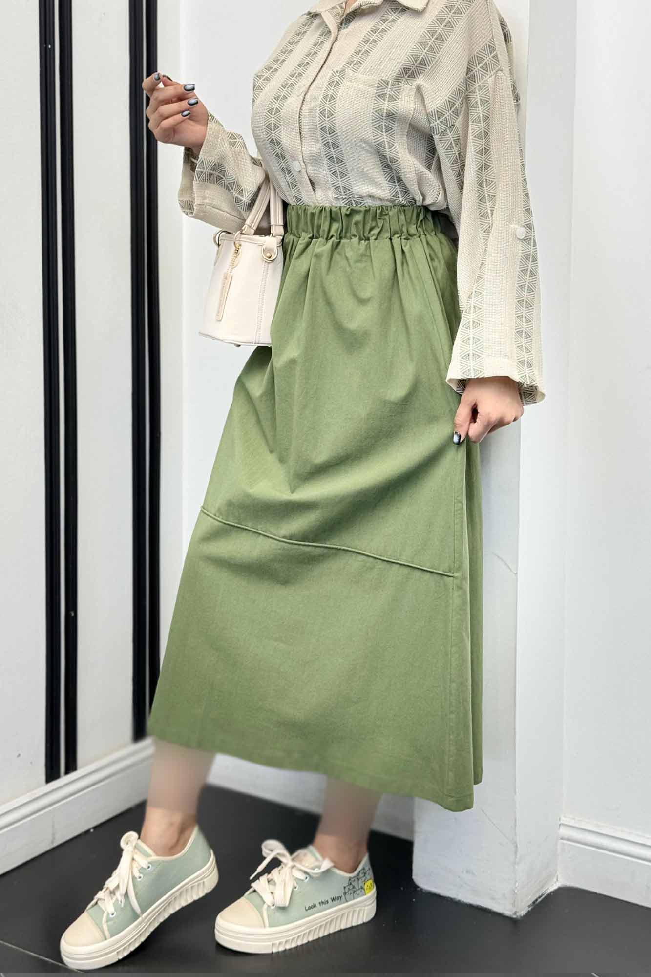 دامن لینن خط دار رامان