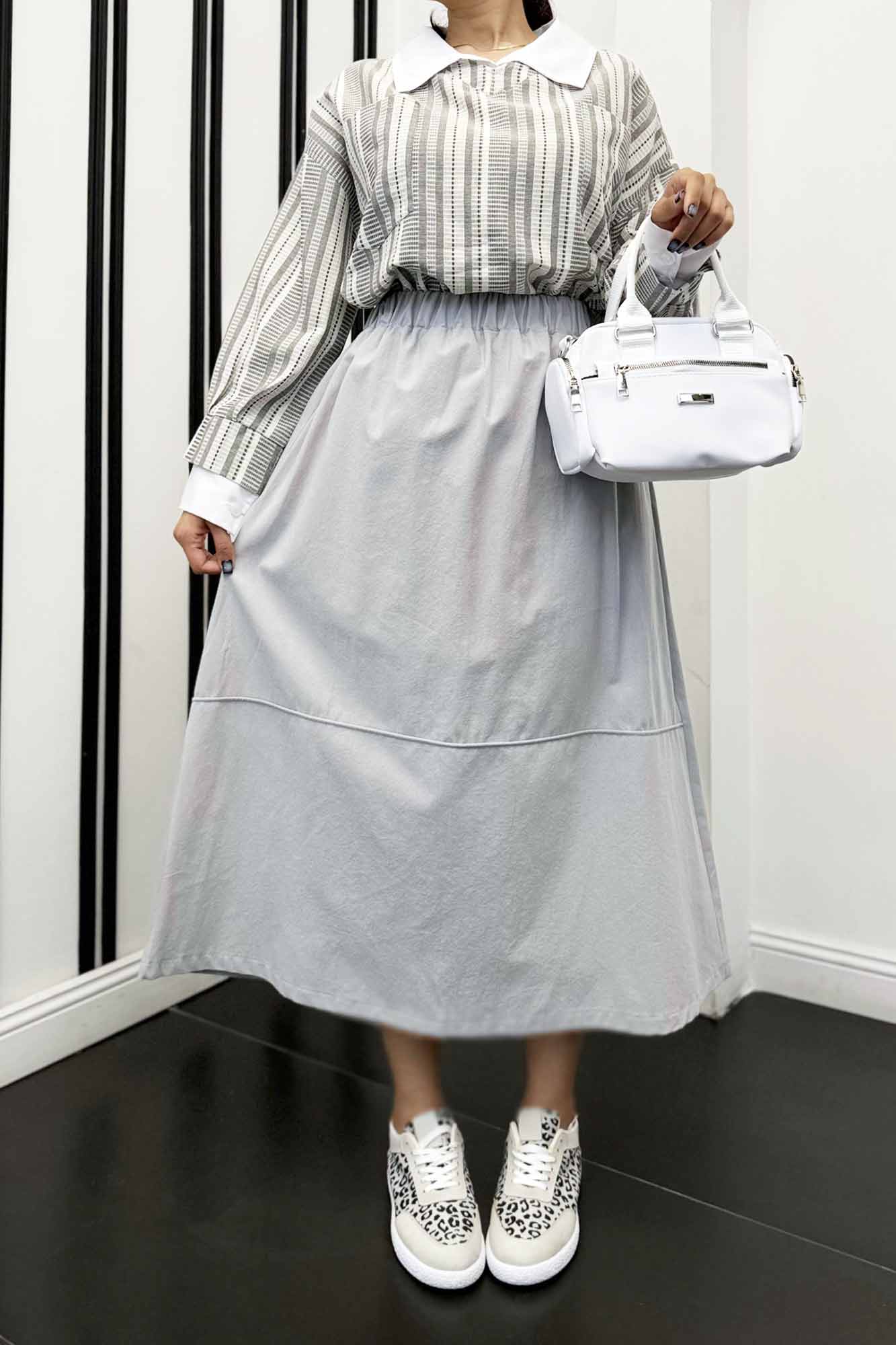 دامن لینن خط دار رامان