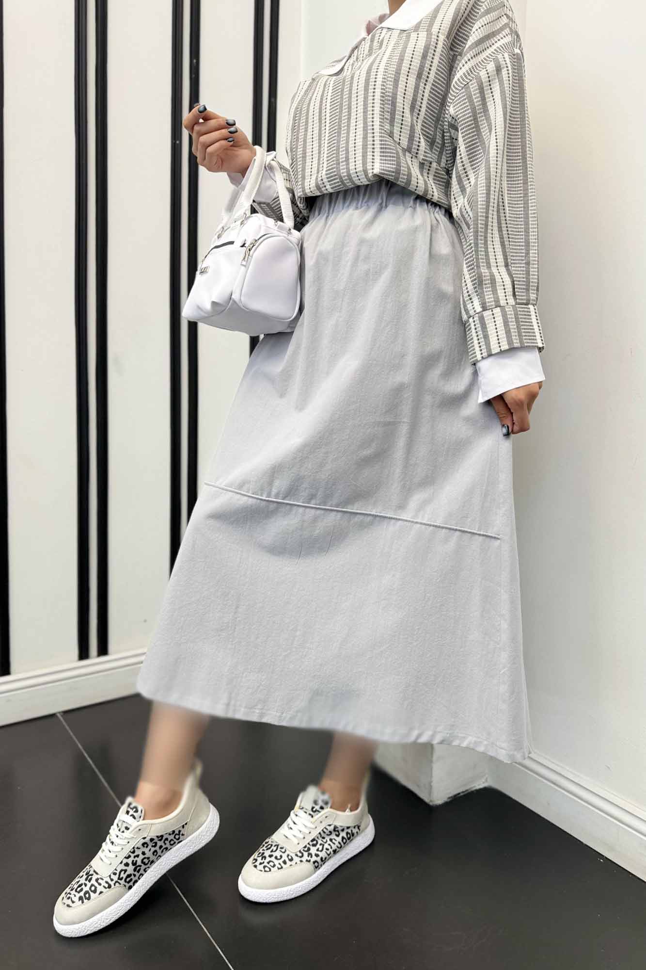 دامن لینن خط دار رامان