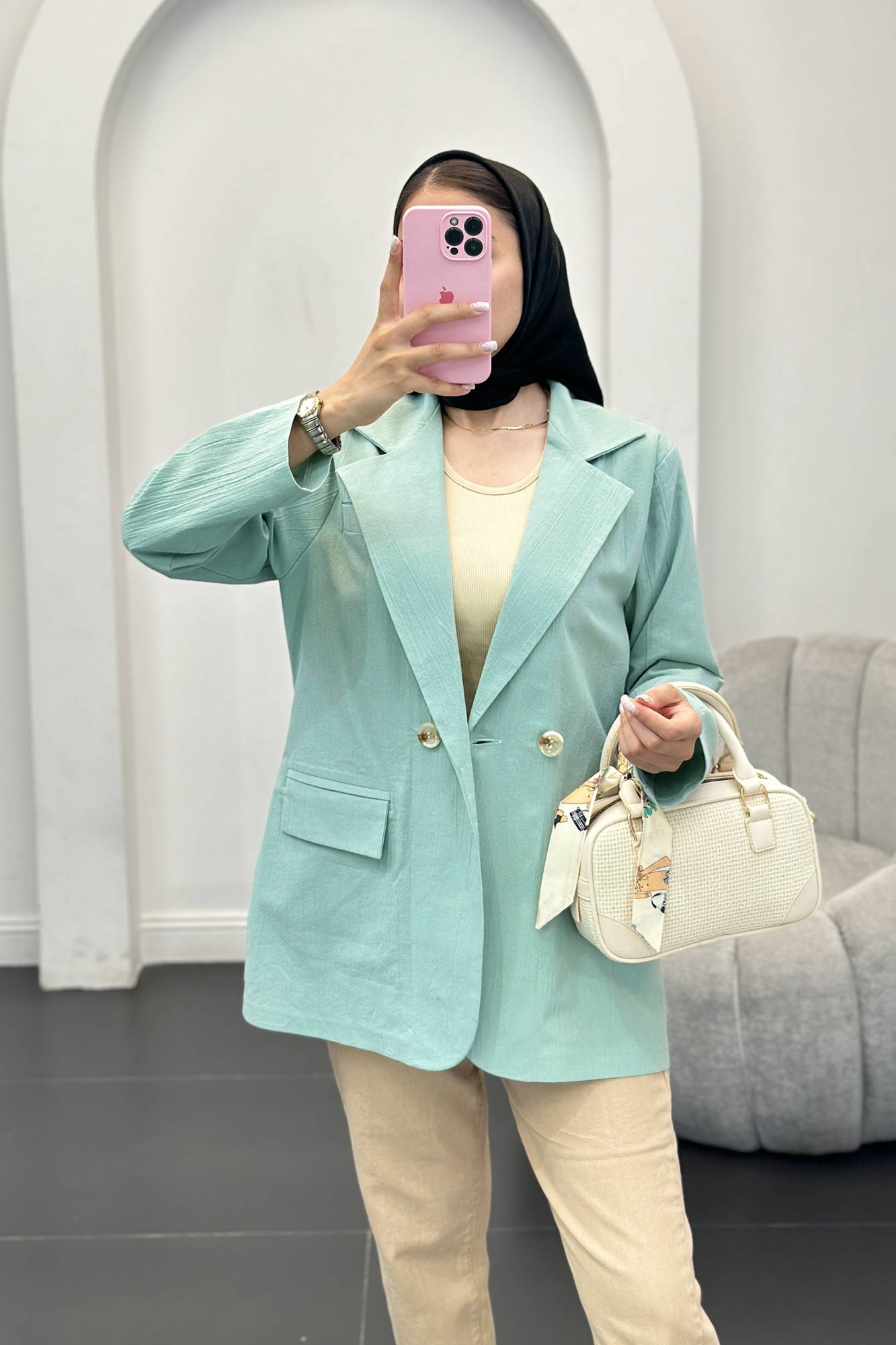 مانتو لینن سه جیب بیانسه