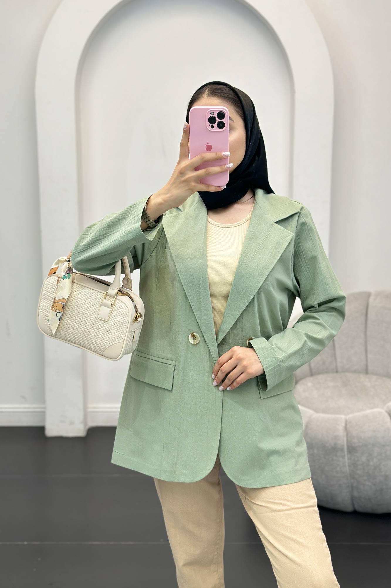 مانتو لینن سه جیب بیانسه