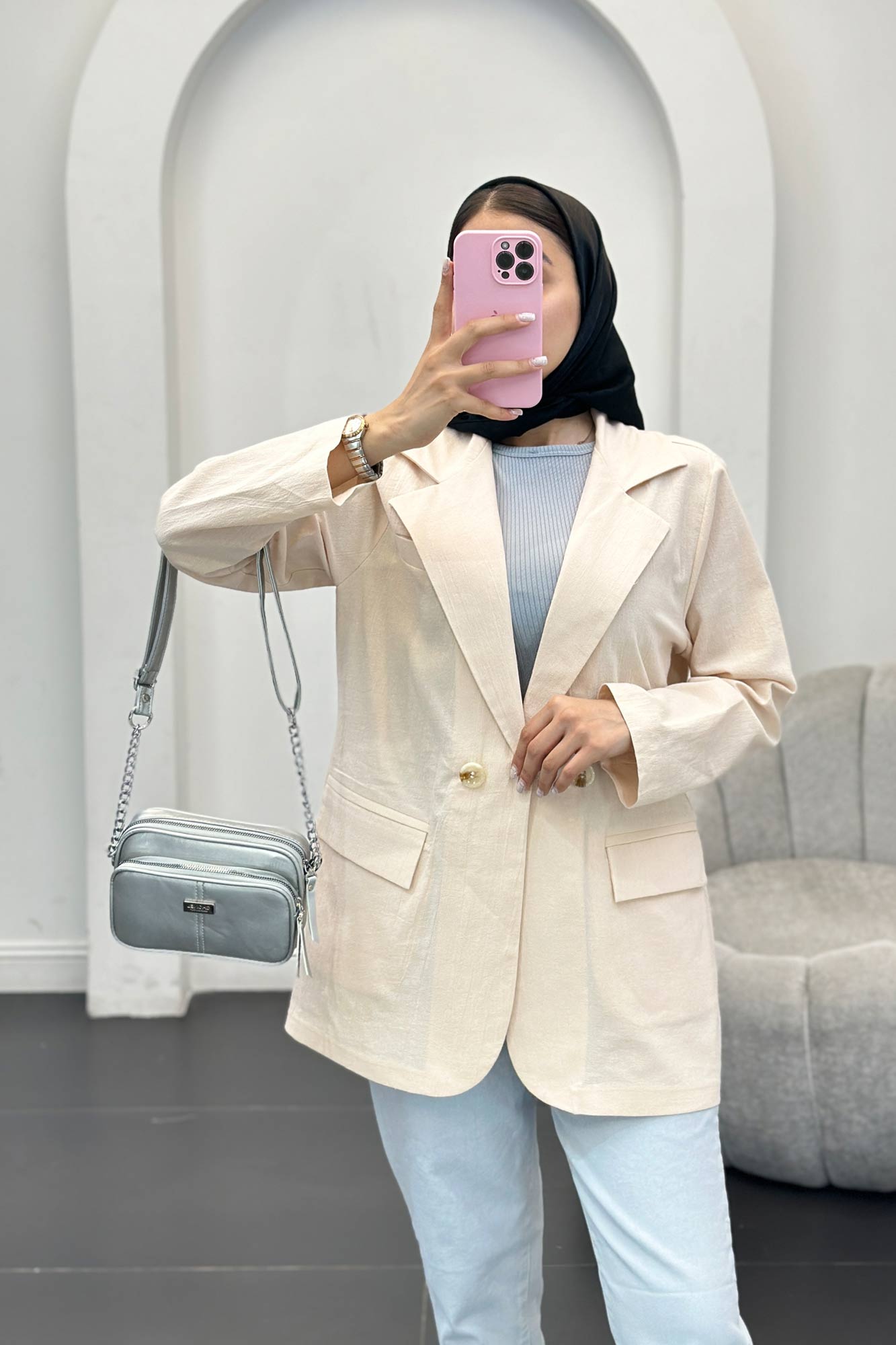 مانتو لینن سه جیب بیانسه