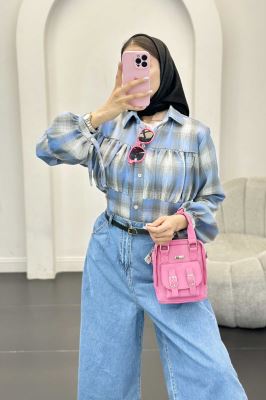 شومیز چهارخانه سینه چین