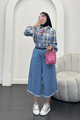 شومیز چهارخانه سینه چین