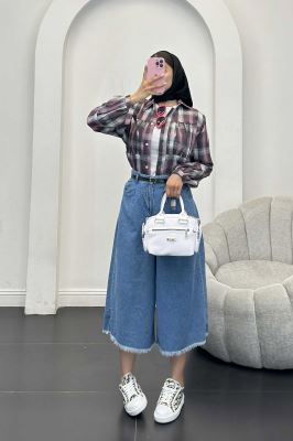 شومیز چهارخانه سینه چین