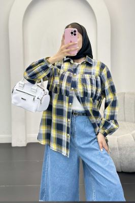 شومیز چهارخانه سینه چین