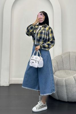 شومیز چهارخانه سینه چین