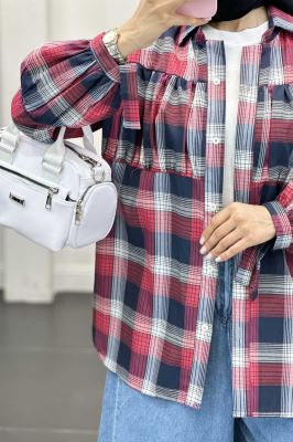 شومیز چهارخانه سینه چین