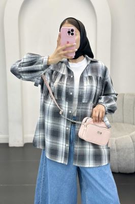 شومیز چهارخانه سینه چین