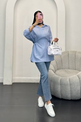 شومیز بابوس کمر گت دار آستین پیله