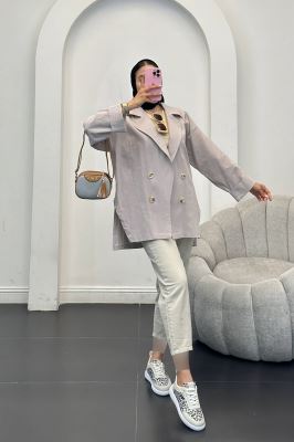 کت لینن آستین پاکتی بغل چاکدار نهال