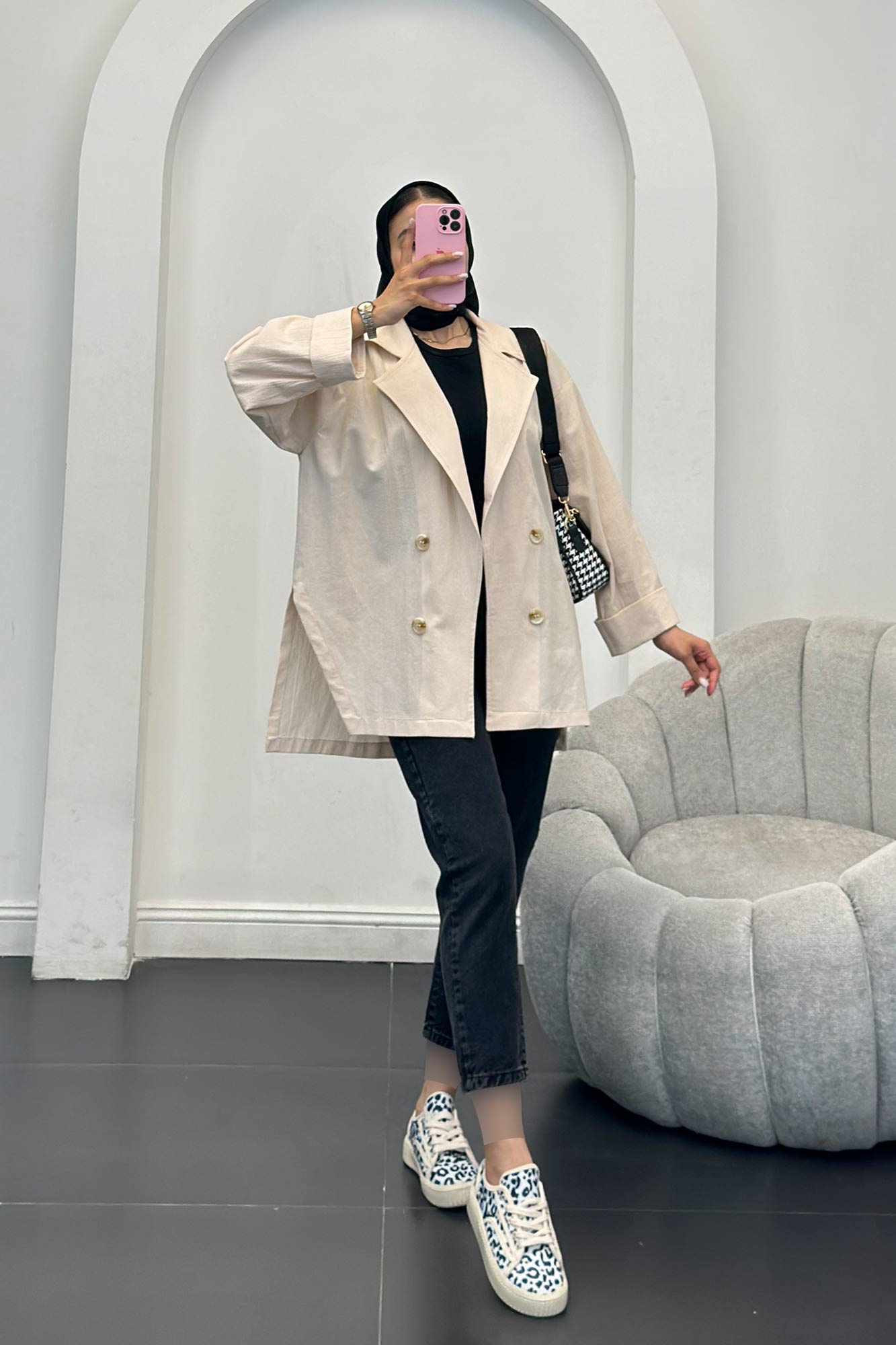 کت لینن آستین پاکتی بغل چاکدار نهال