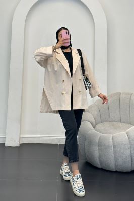 کت لینن آستین پاکتی بغل چاکدار نهال