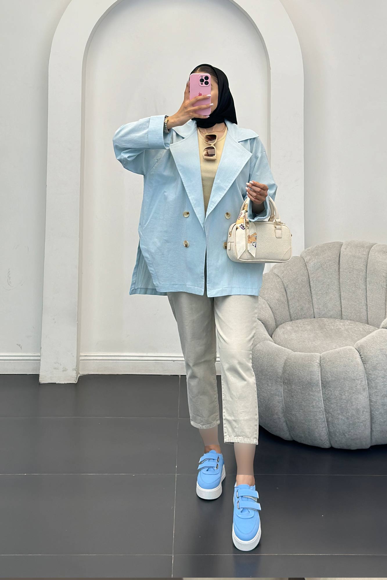 کت لینن آستین پاکتی بغل چاکدار نهال