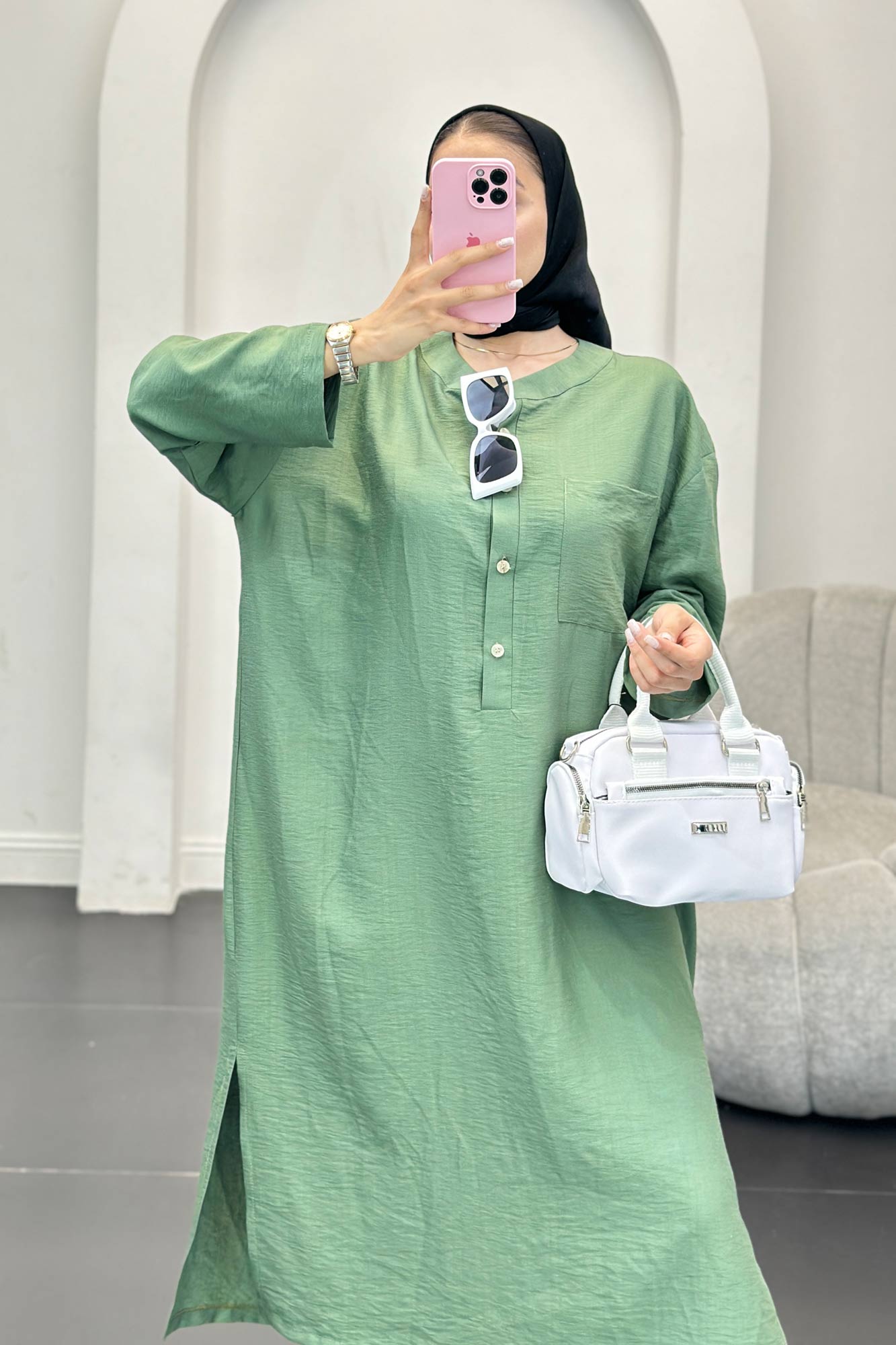 مانتو کفتان بابوس تک جیب بغل چاکدار