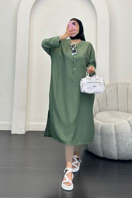 مانتو کفتان بابوس تک جیب بغل چاکدار