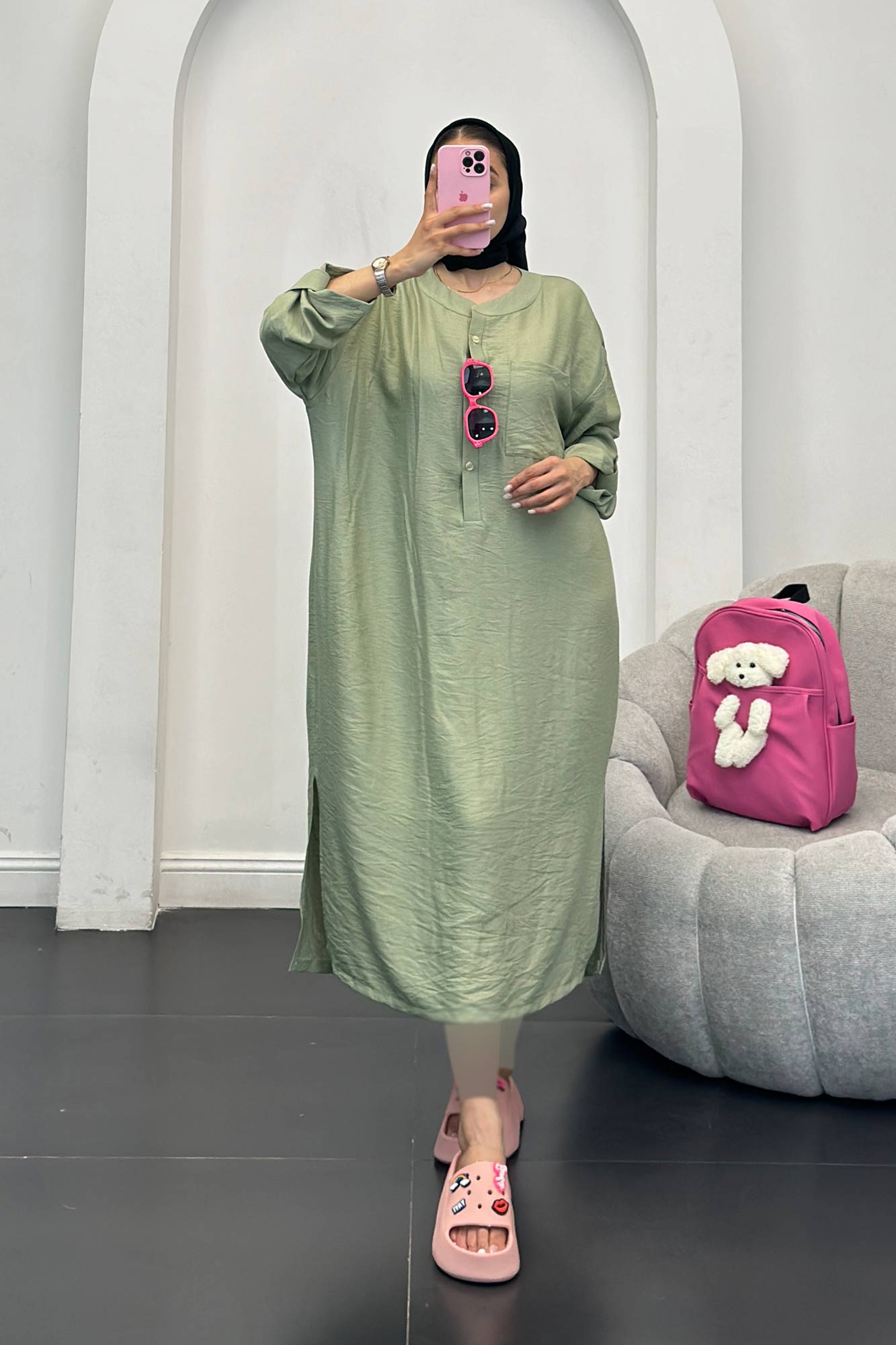 مانتو کفتان بابوس تک جیب بغل چاکدار