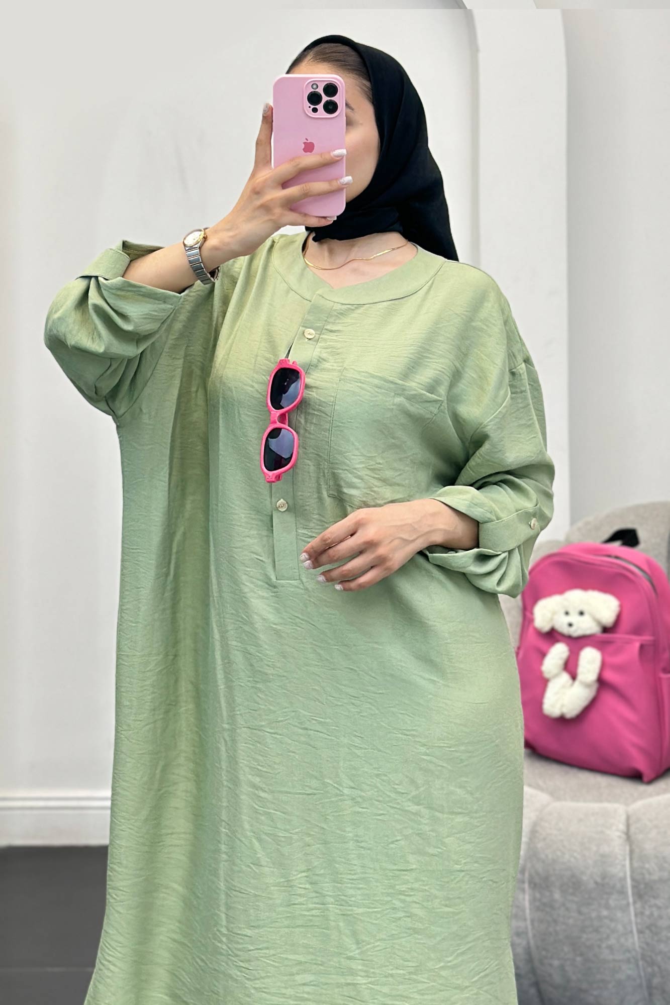 مانتو کفتان بابوس تک جیب بغل چاکدار