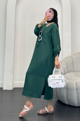 مانتو کفتان بابوس تک جیب بغل چاکدار