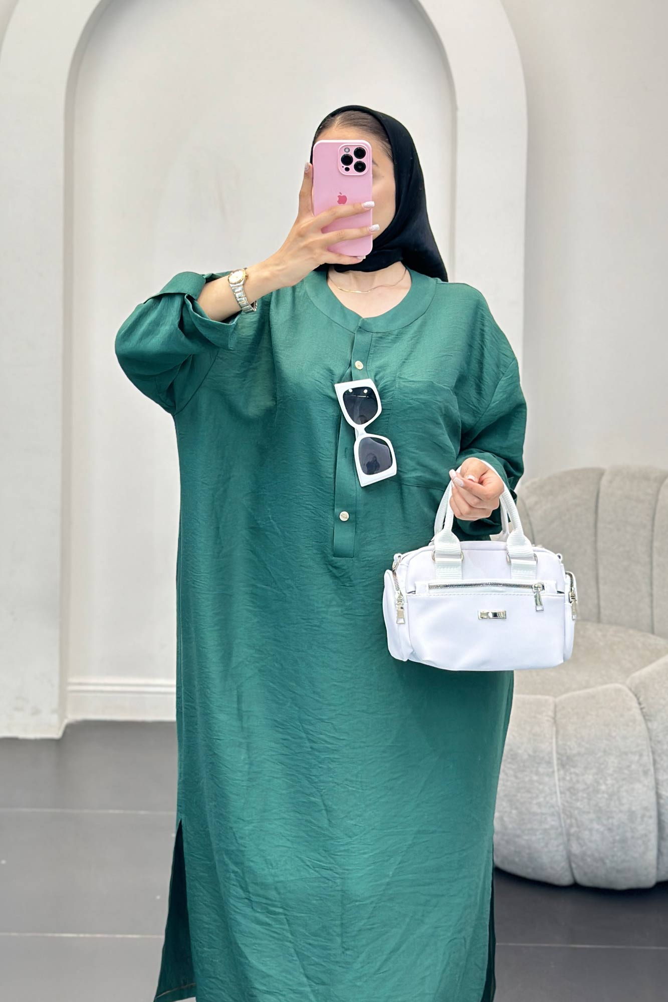 مانتو کفتان بابوس تک جیب بغل چاکدار