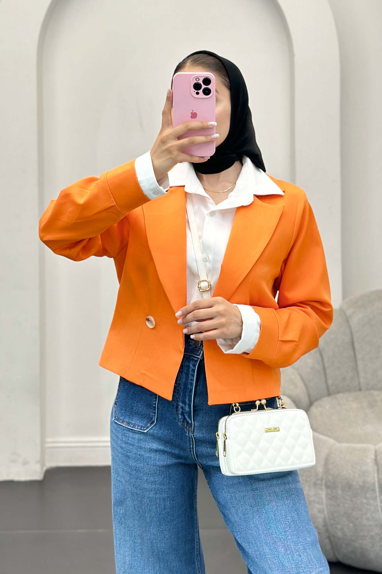 کت کراپ مازراتی آستین پف حانیه