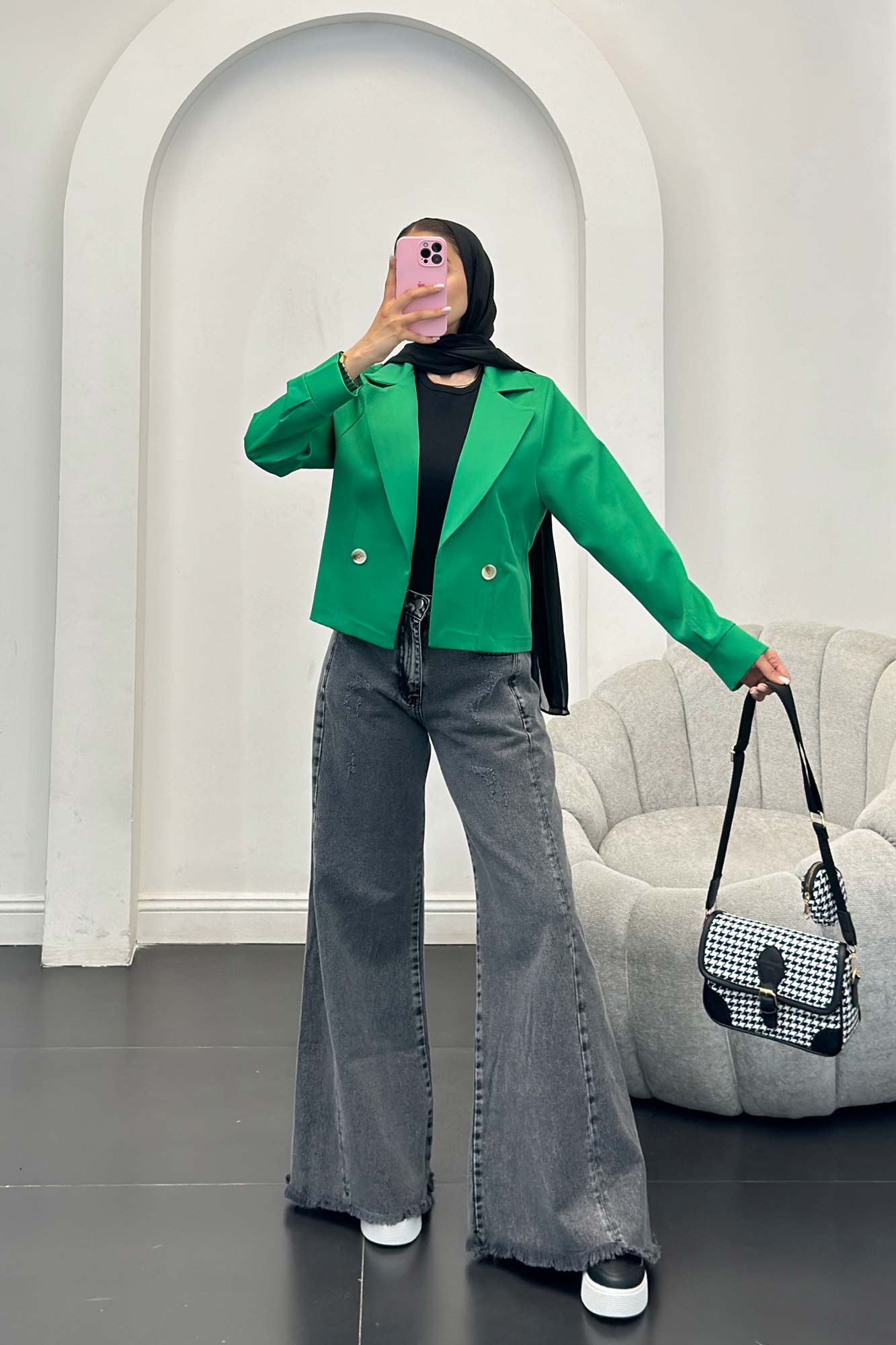 کت کراپ مازراتی آستین پف حانیه